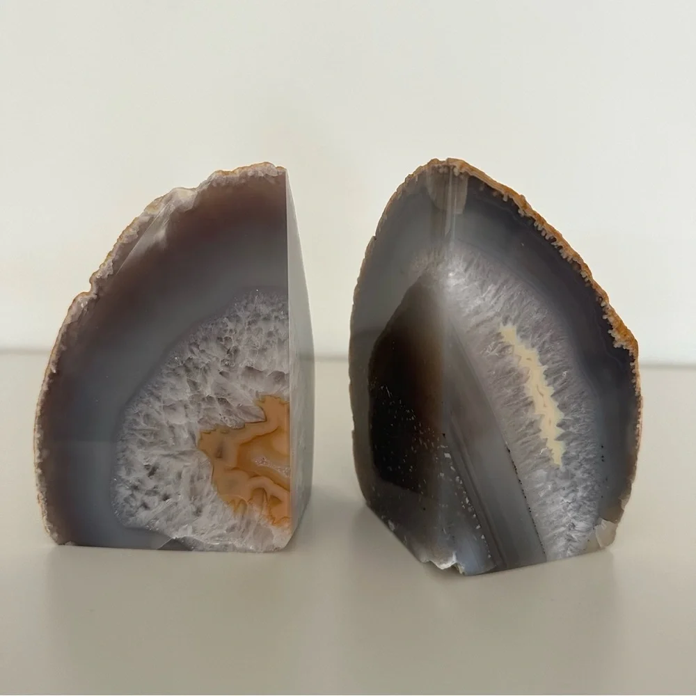 West Elm Agate Natural Stone Bookend Pair in Shades of Purple 4 3/8